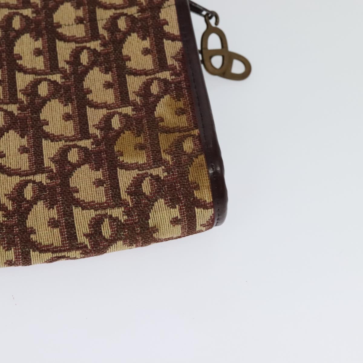 Christian Dior Trotter Canvas Shoulder Bag Red Gold Auth 128717