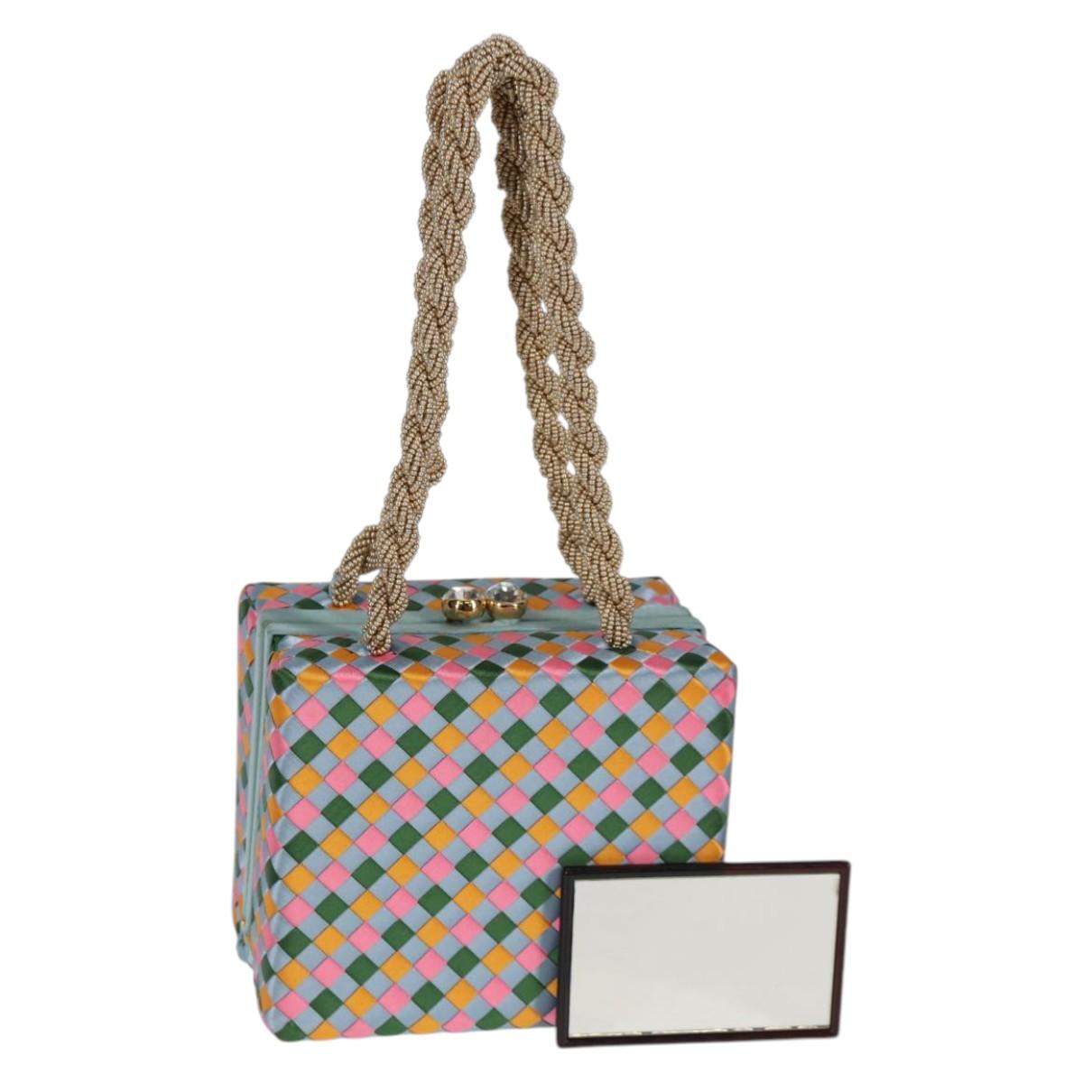 BOTTEGA VENETA INTRECCIATO Hand Bag Silk Beads Multicolor Gold Auth 128720V