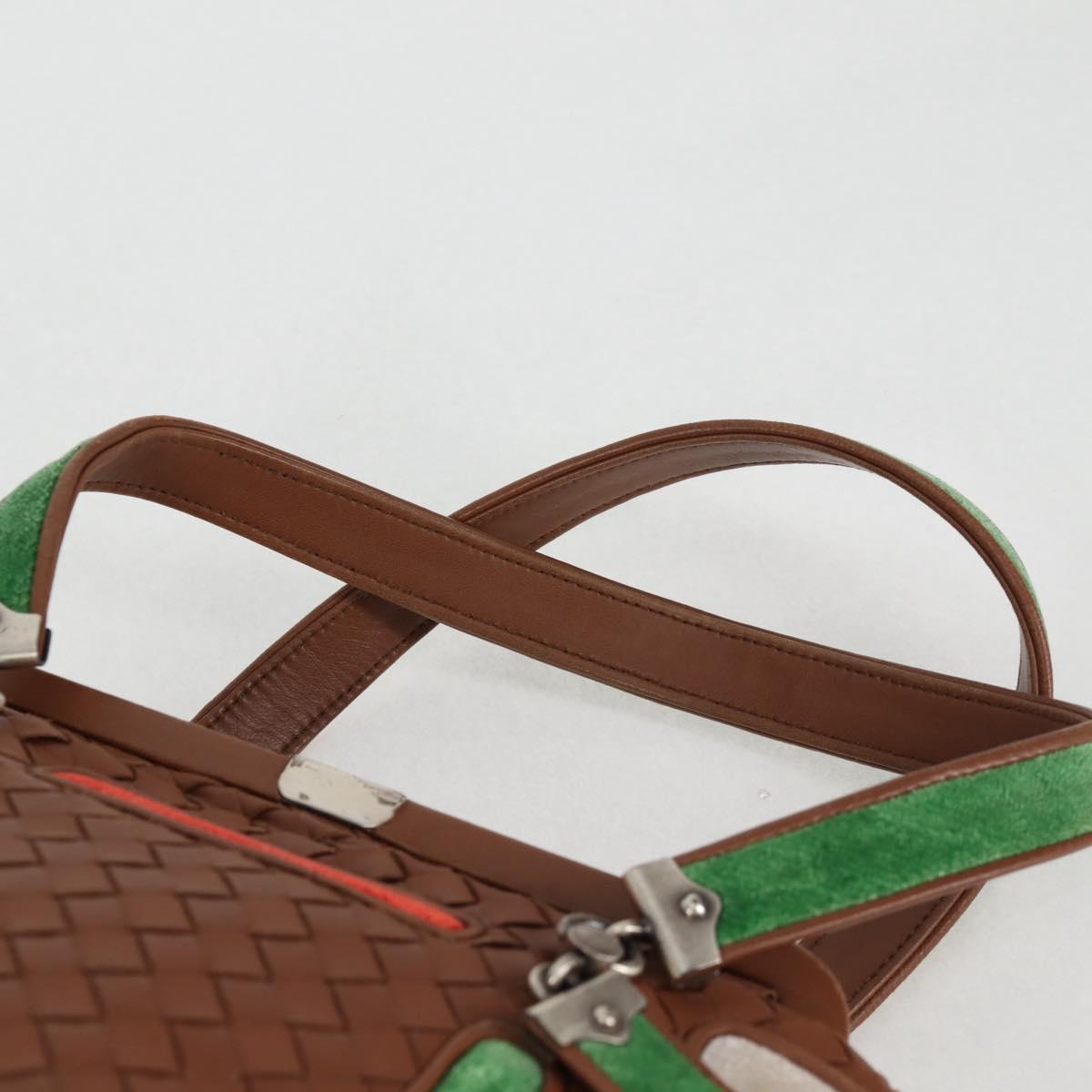 BOTTEGA VENETA INTRECCIATO Hand Bag Leather Brown Silver Auth 128721V