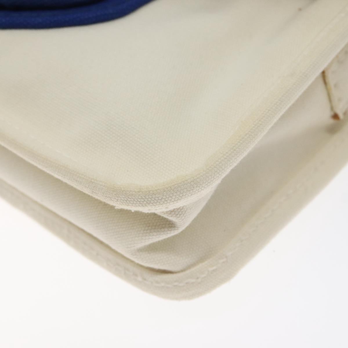 PRADA Shoulder Bag Canvas Silver Blue gold Auth 128734