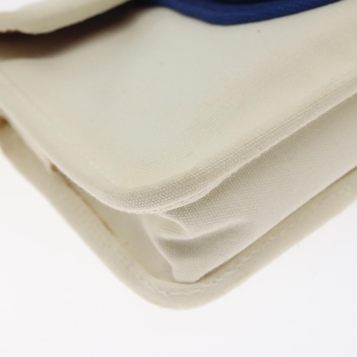 PRADA Shoulder Bag Canvas Silver Blue gold Auth 128734