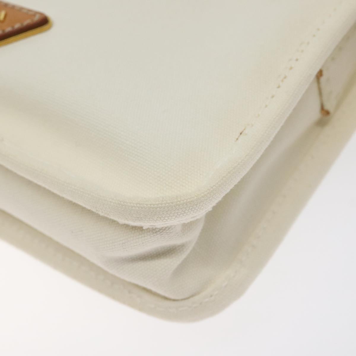 PRADA Shoulder Bag Canvas Silver Blue gold Auth 128734