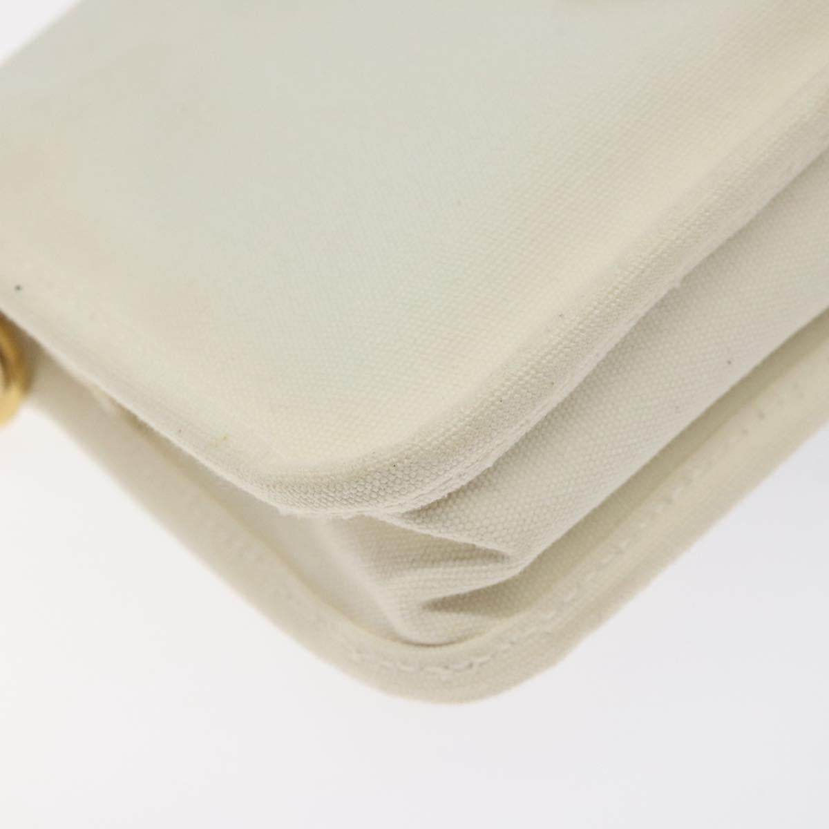 PRADA Shoulder Bag Canvas Silver Blue gold Auth 128734