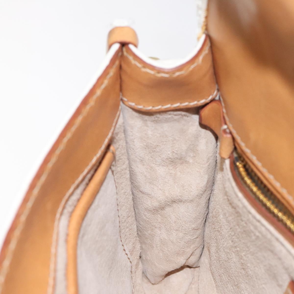 PRADA Shoulder Bag Canvas Silver Blue gold Auth 128734