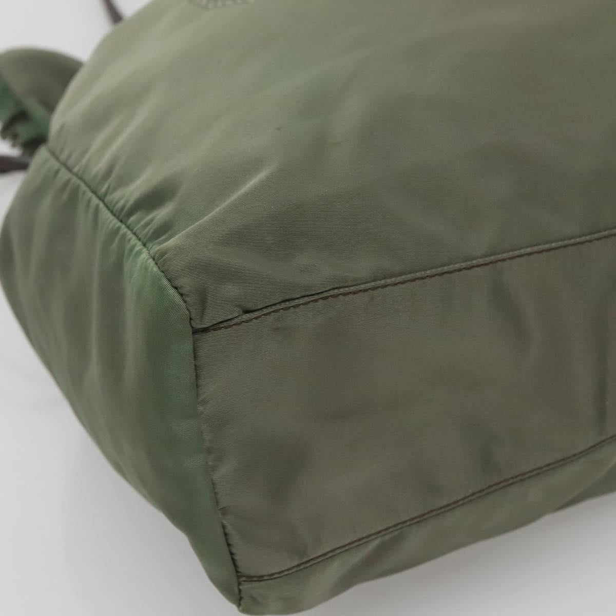 PRADA Tote Bag Nylon Green Gold Auth 128736