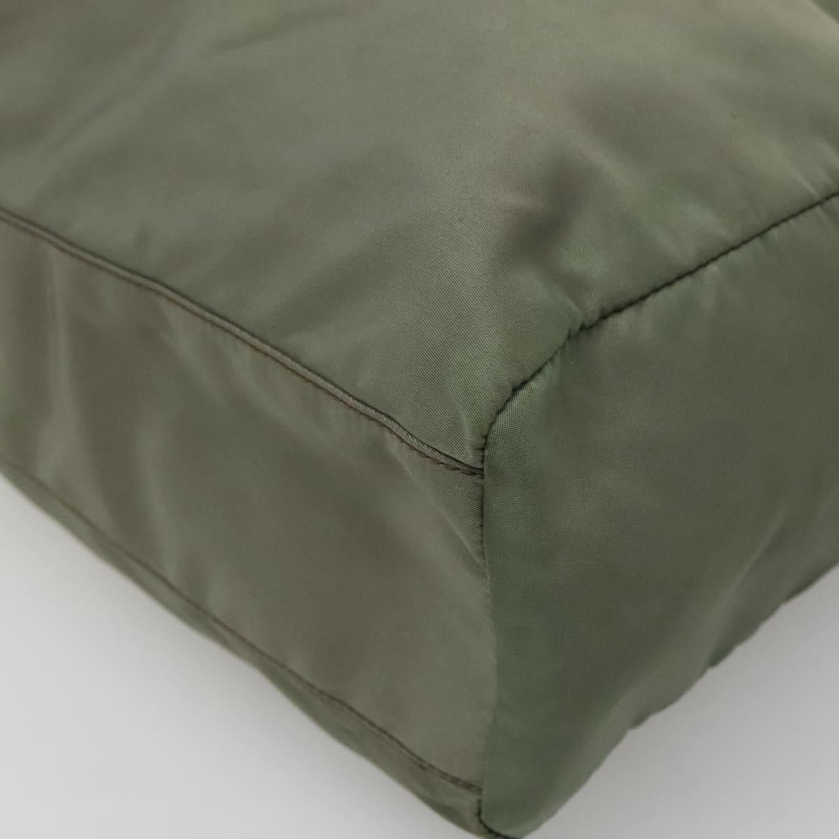 PRADA Tote Bag Nylon Green Gold Auth 128736