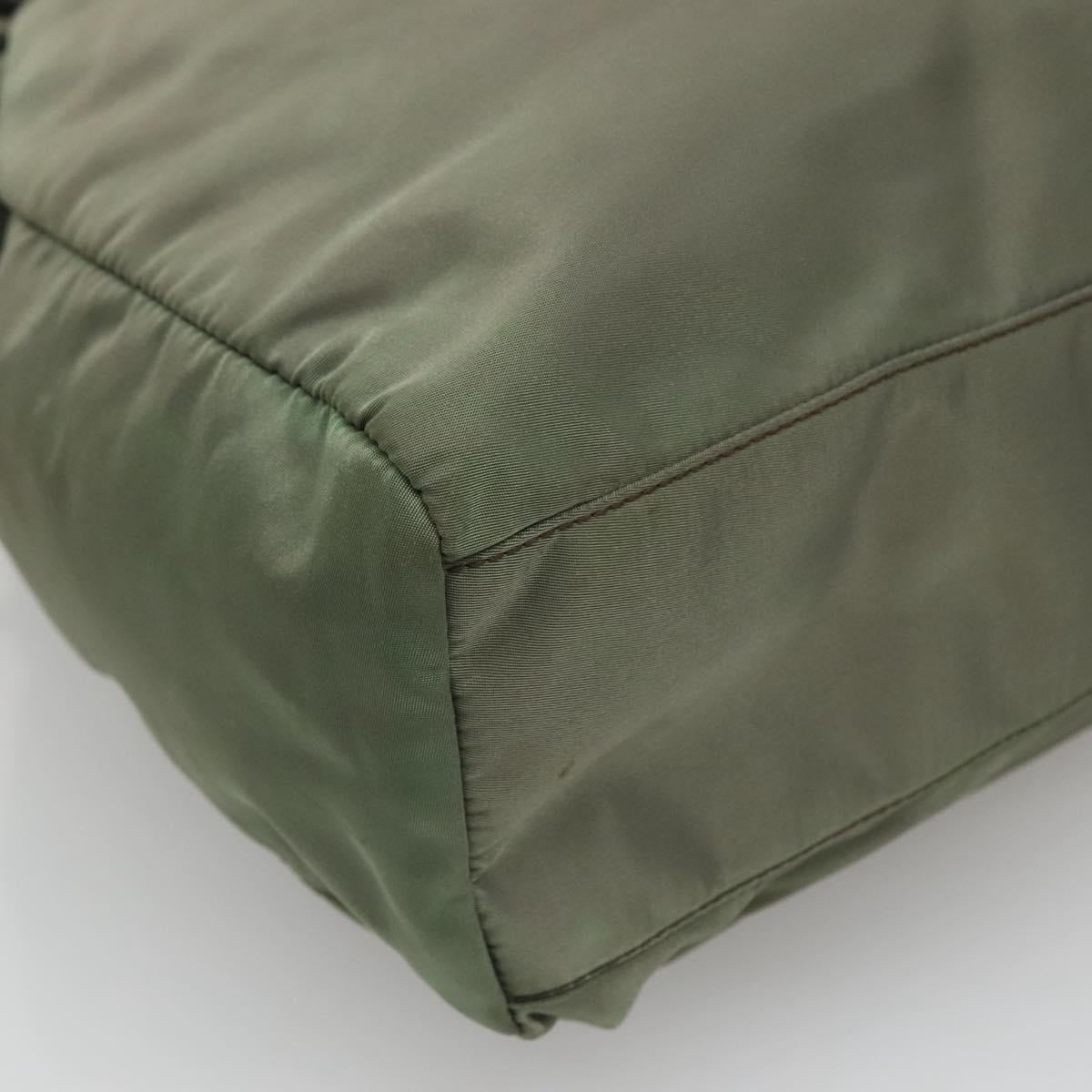 PRADA Tote Bag Nylon Green Gold Auth 128736