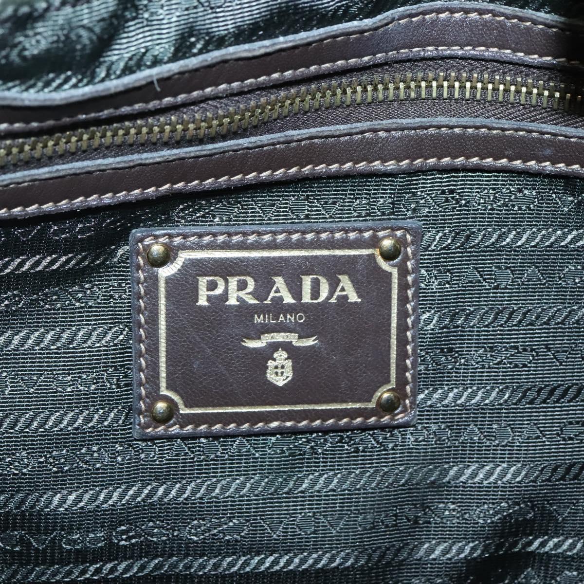 PRADA Tote Bag Nylon Green Gold Auth 128736