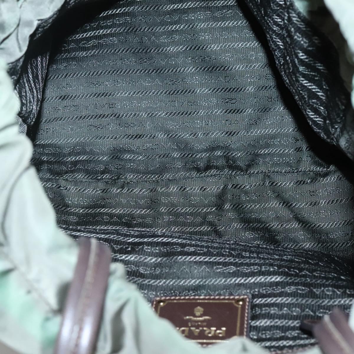 PRADA Tote Bag Nylon Green Gold Auth 128736