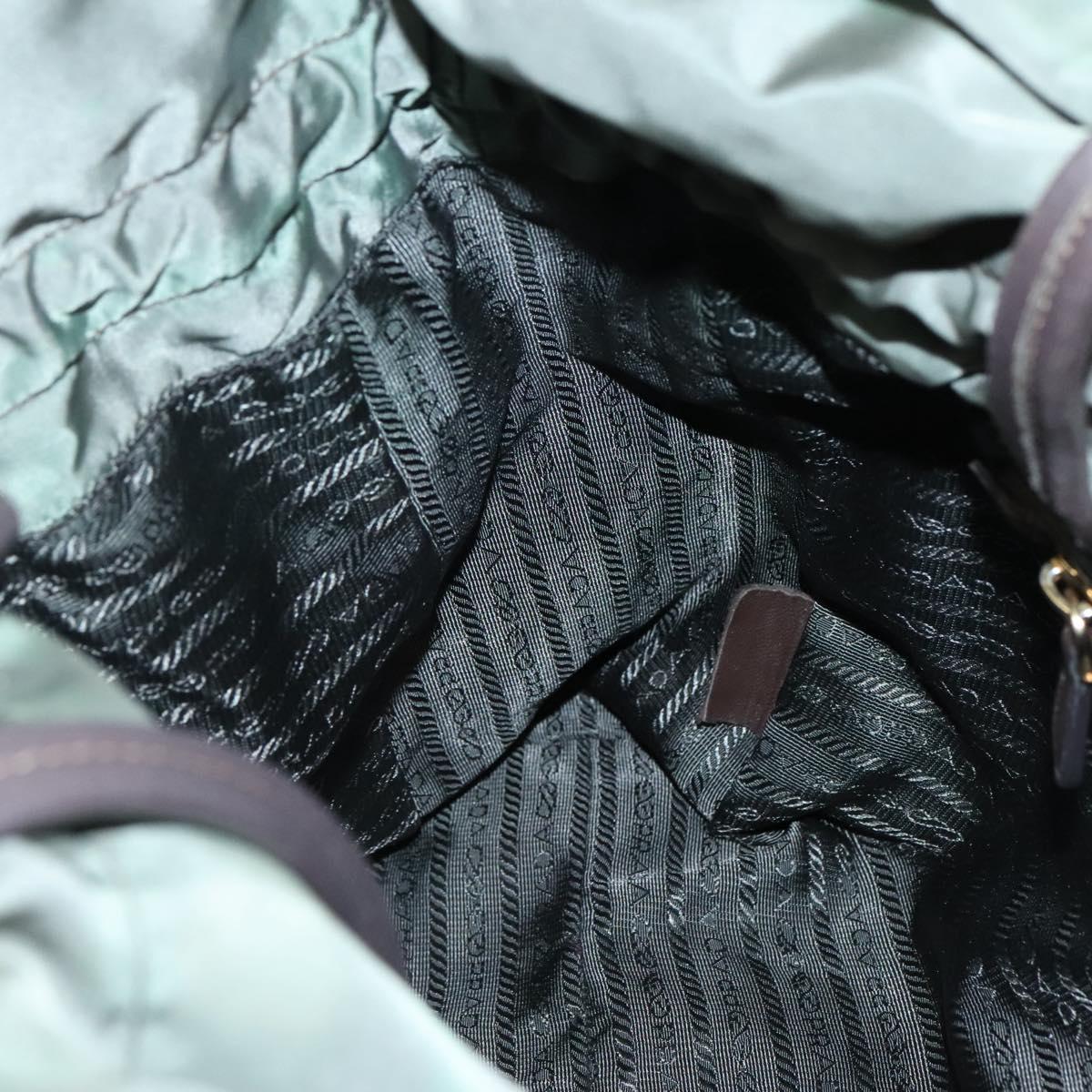 PRADA Tote Bag Nylon Green Gold Auth 128736