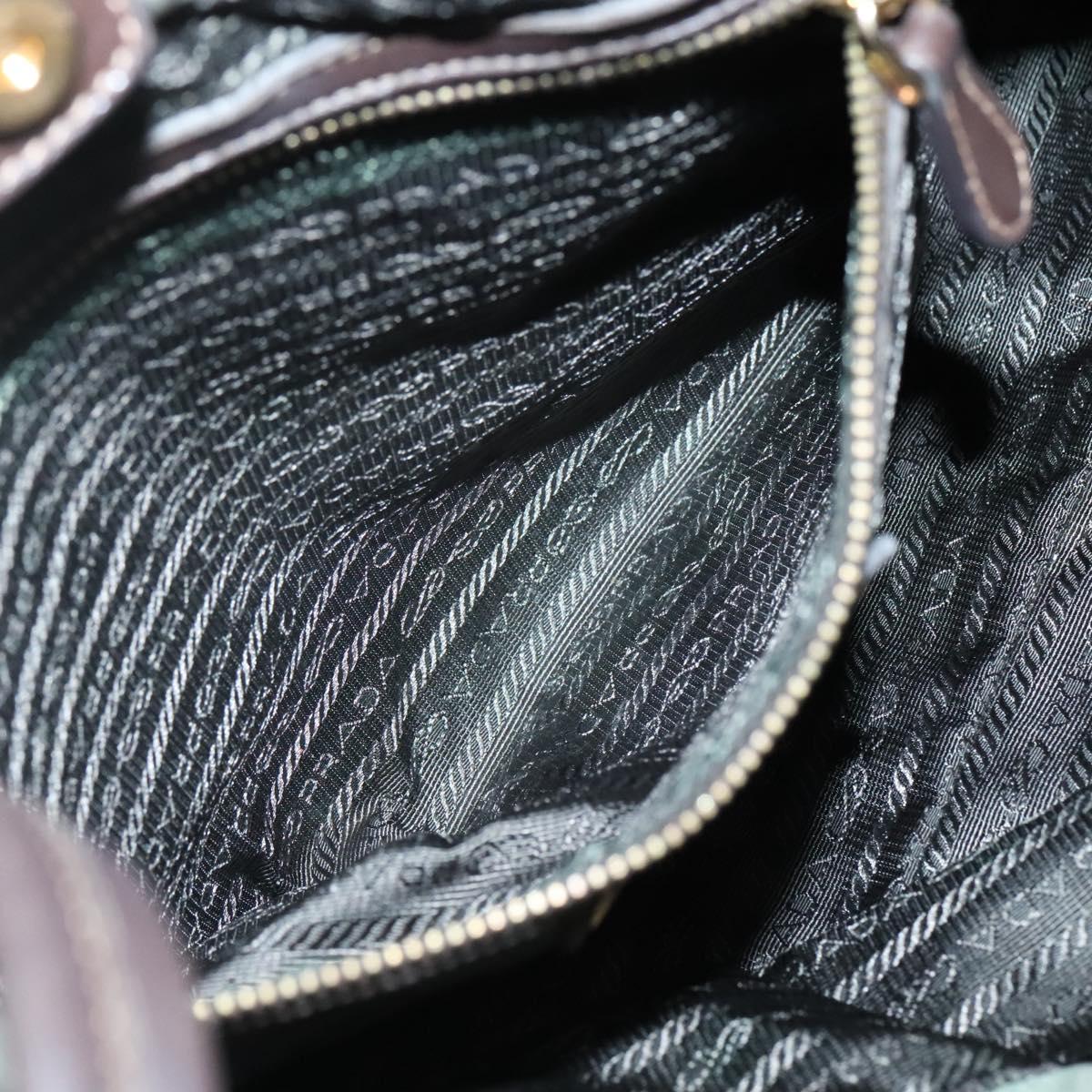 PRADA Tote Bag Nylon Green Gold Auth 128736