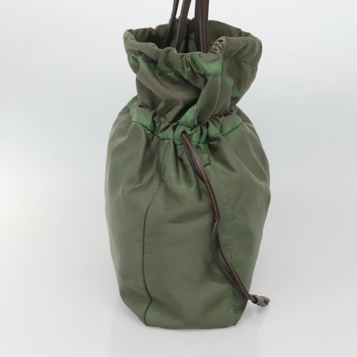 PRADA Tote Bag Nylon Green Gold Auth 128736