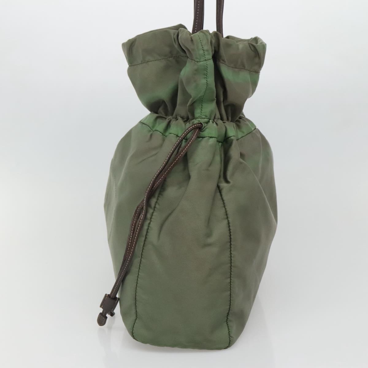 PRADA Tote Bag Nylon Green Gold Auth 128736