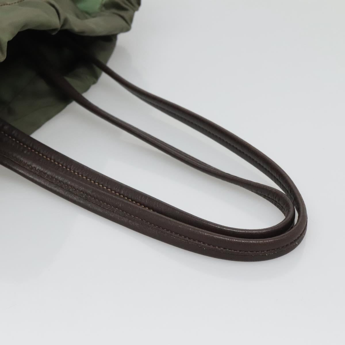 PRADA Tote Bag Nylon Green Gold Auth 128736