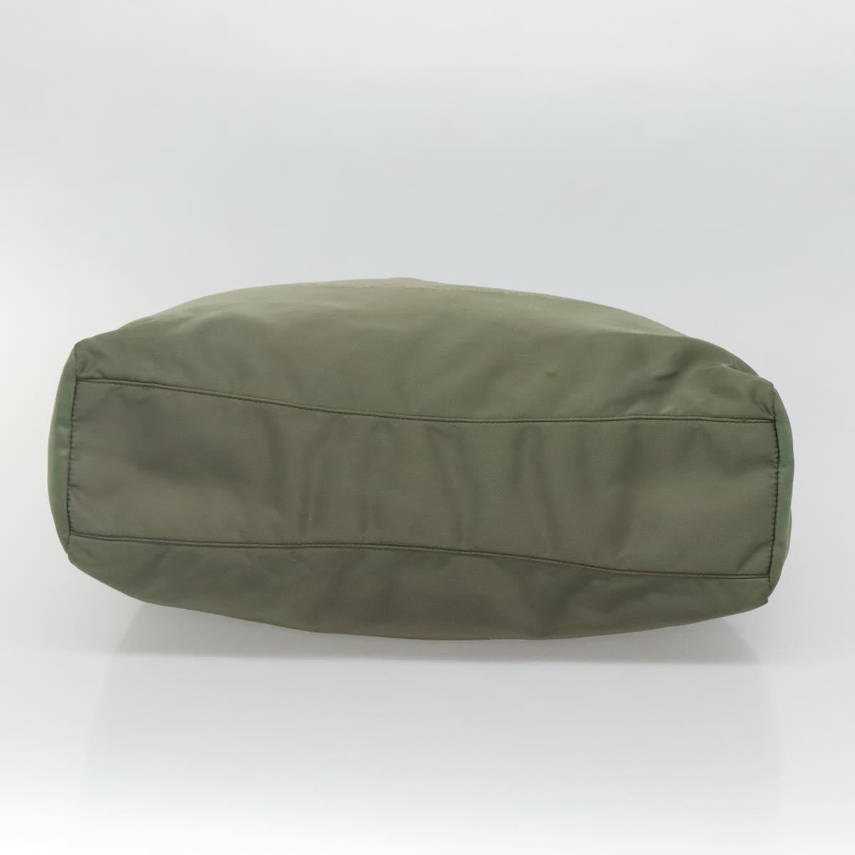 PRADA Tote Bag Nylon Green Gold Auth 128736