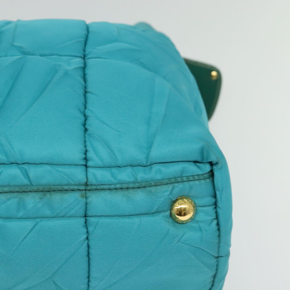PRADA Hand Bag Nylon 2way Green Gold Auth 128737
