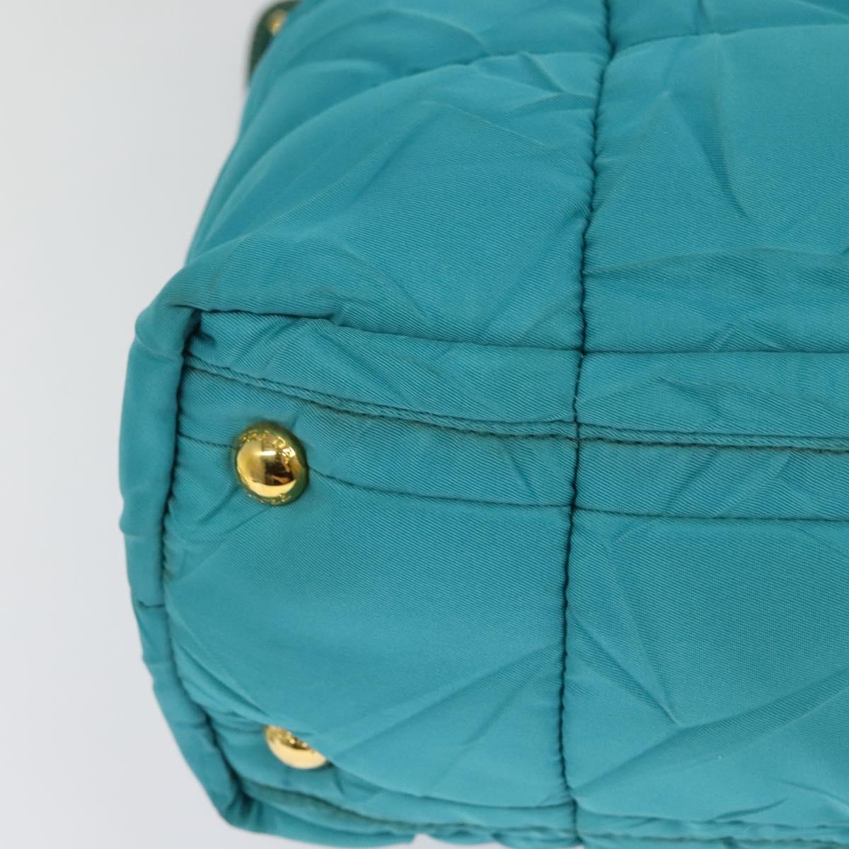 PRADA Hand Bag Nylon 2way Green Gold Auth 128737