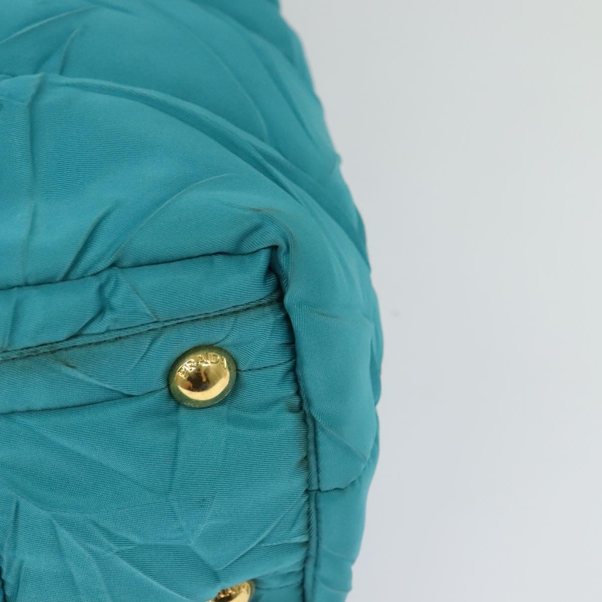 PRADA Hand Bag Nylon 2way Green Gold Auth 128737