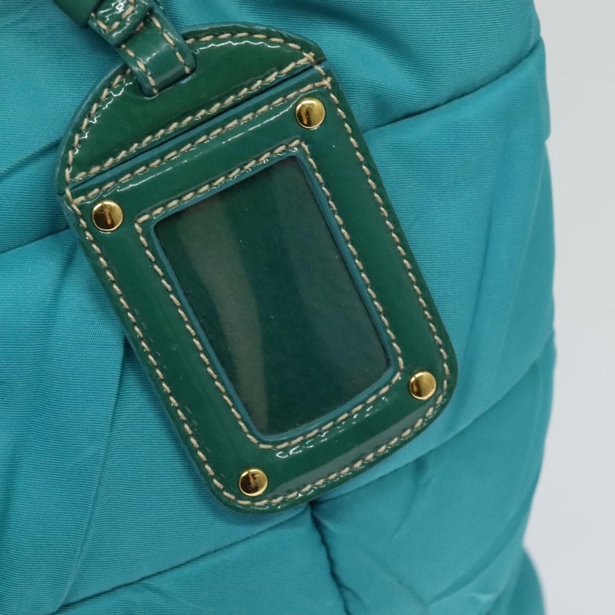 PRADA Hand Bag Nylon 2way Green Gold Auth 128737