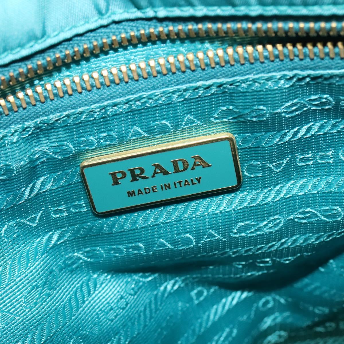 PRADA Hand Bag Nylon 2way Green Gold Auth 128737