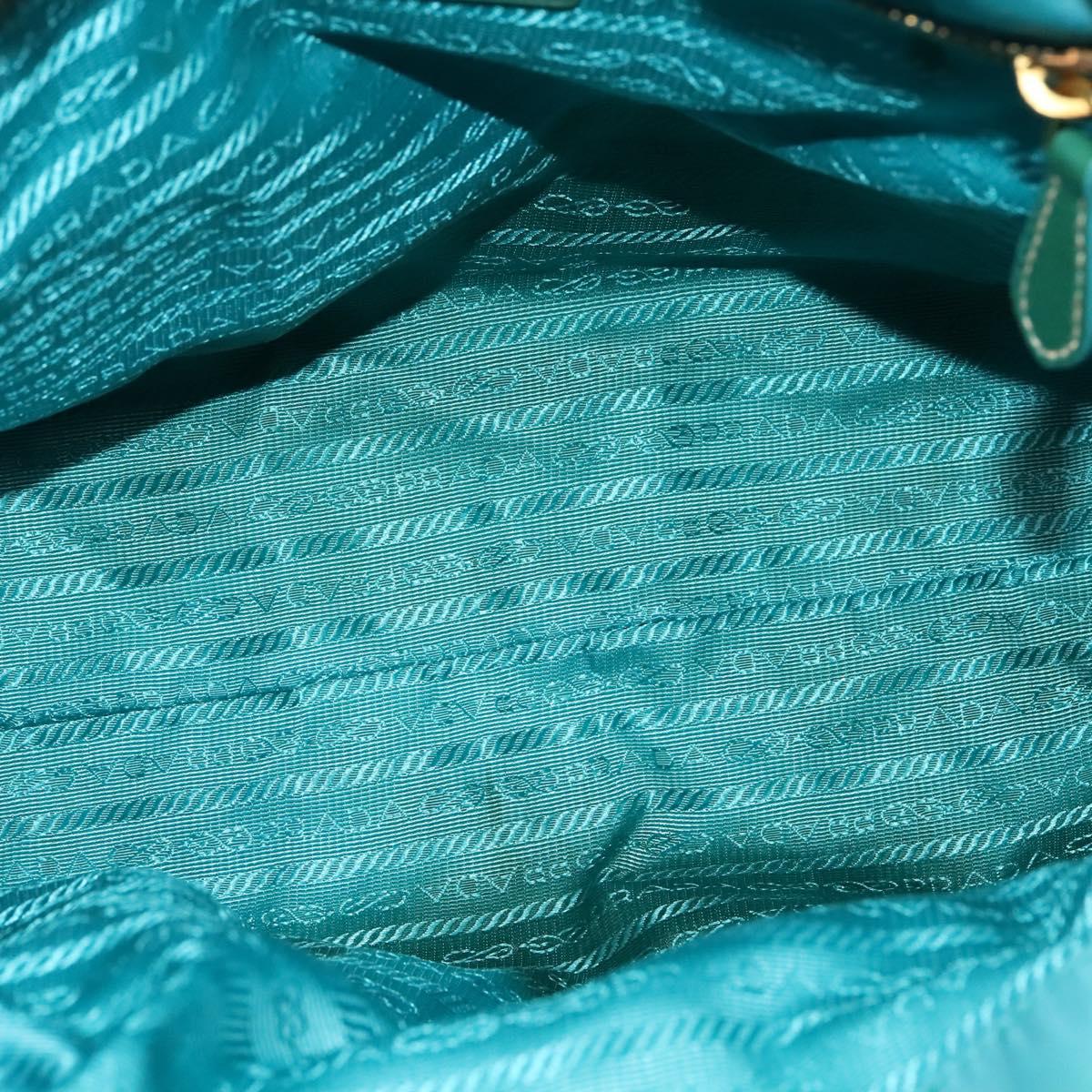 PRADA Hand Bag Nylon 2way Green Gold Auth 128737