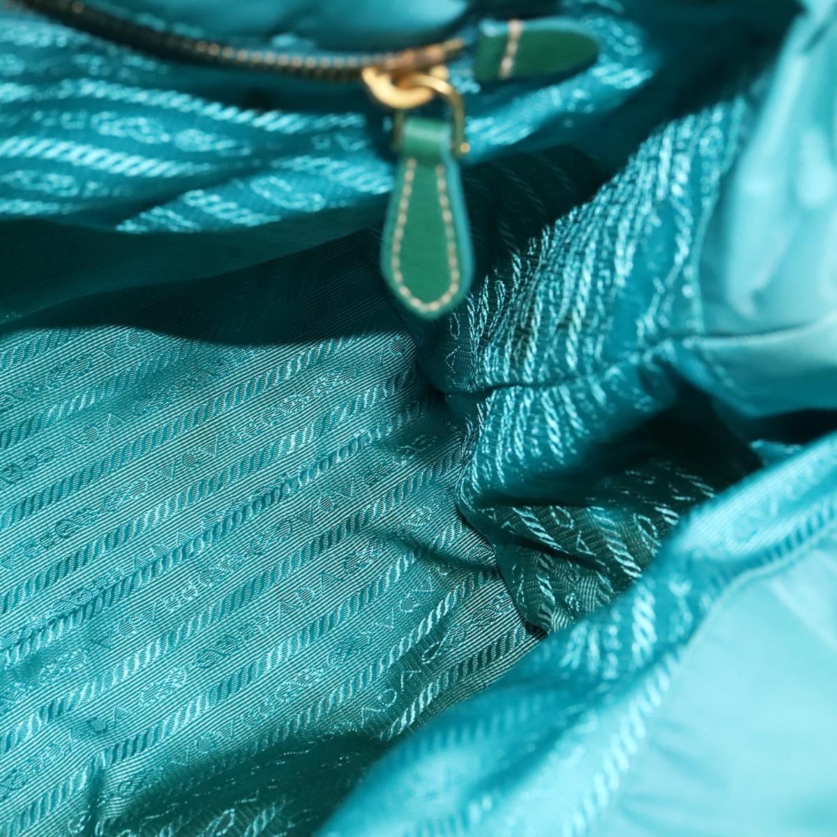 PRADA Hand Bag Nylon 2way Green Gold Auth 128737