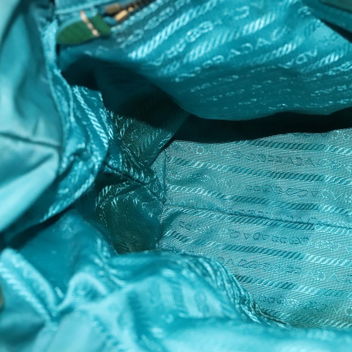 PRADA Hand Bag Nylon 2way Green Gold Auth 128737