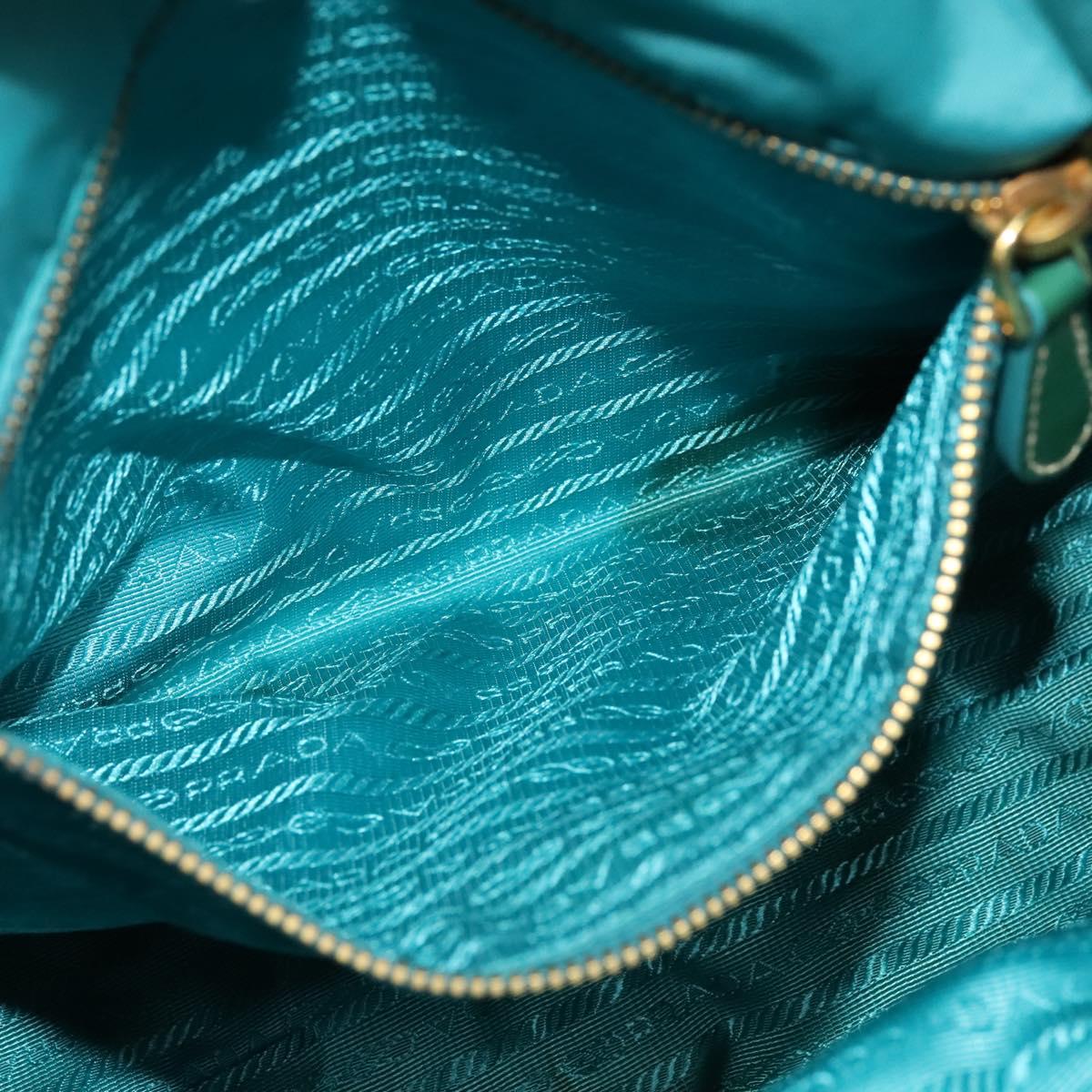 PRADA Hand Bag Nylon 2way Green Gold Auth 128737