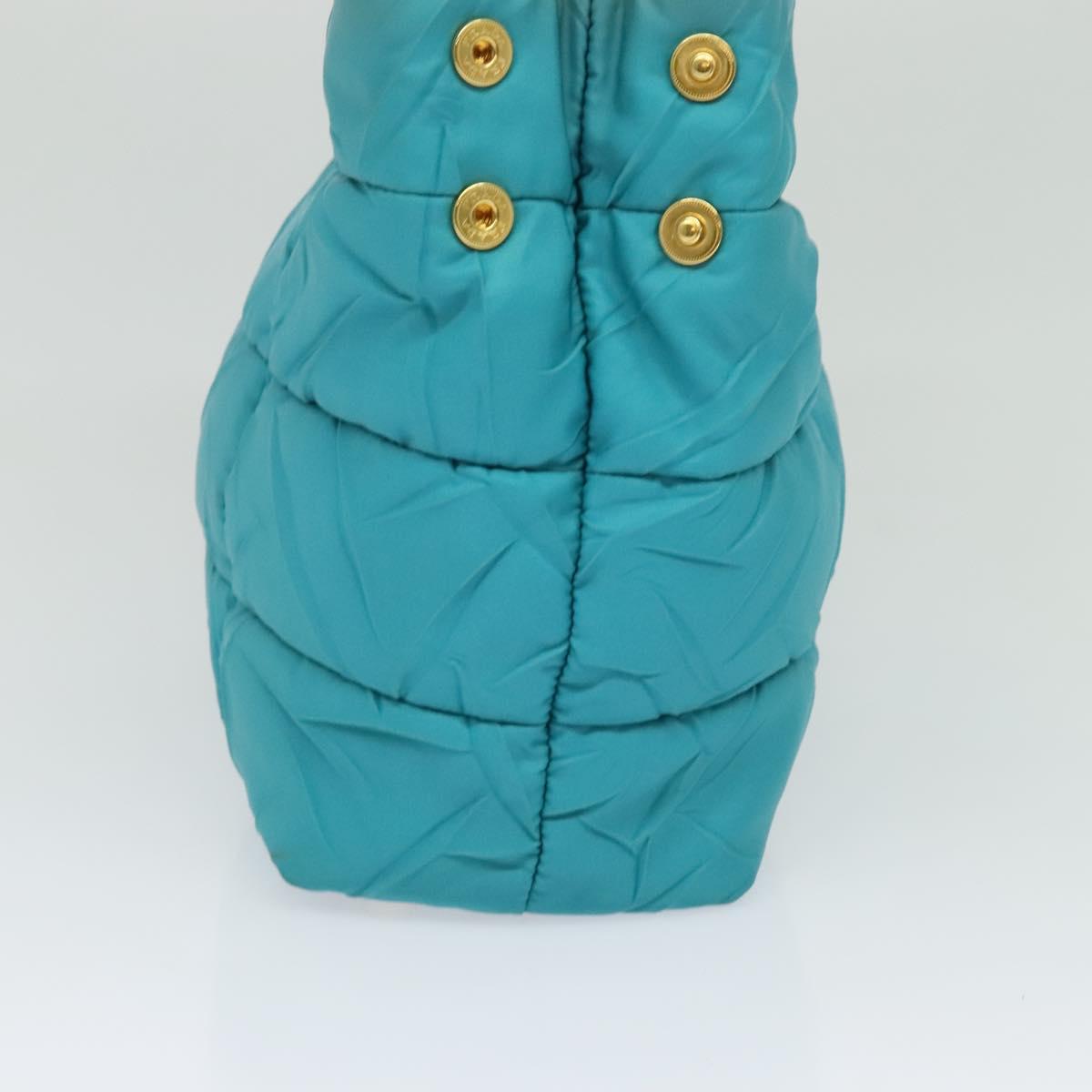 PRADA Hand Bag Nylon 2way Green Gold Auth 128737