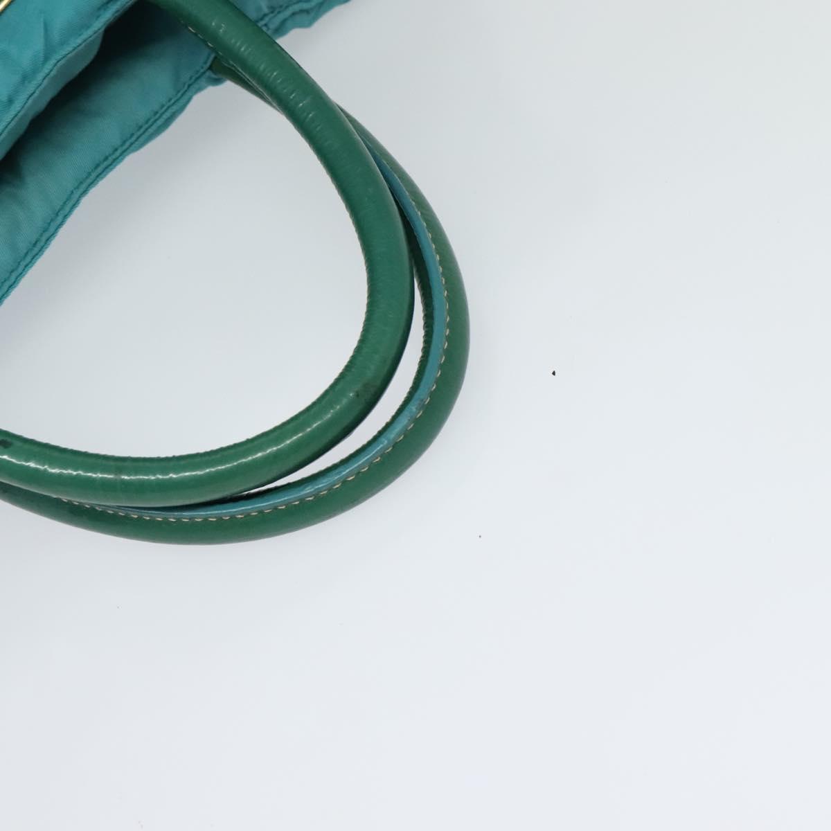 PRADA Hand Bag Nylon 2way Green Gold Auth 128737