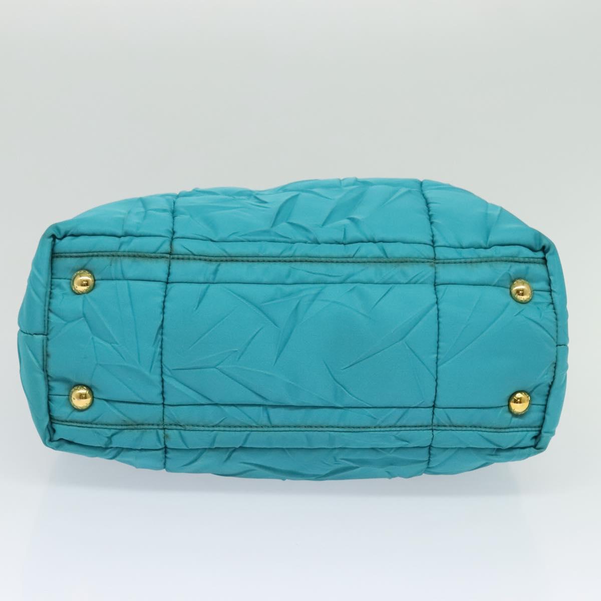 PRADA Hand Bag Nylon 2way Green Gold Auth 128737