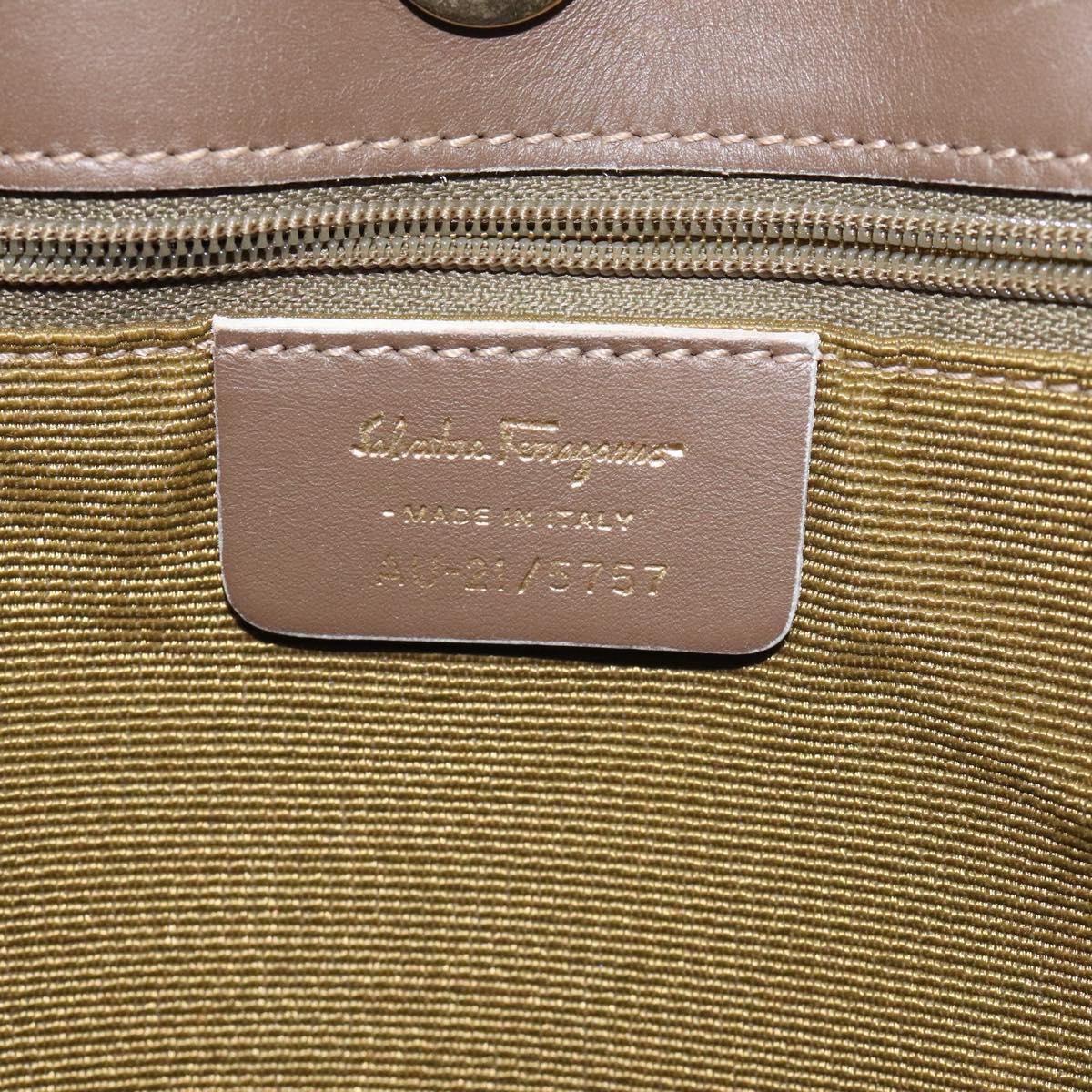 Salvatore Ferragamo Gancini Tote Bag Canvas Beige Gold Auth 128743