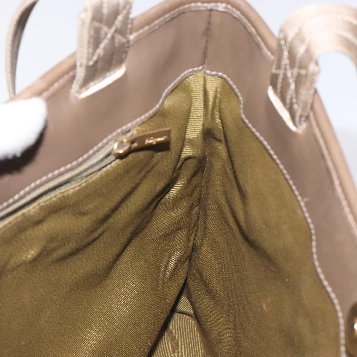 Salvatore Ferragamo Gancini Tote Bag Canvas Beige Gold Auth 128743