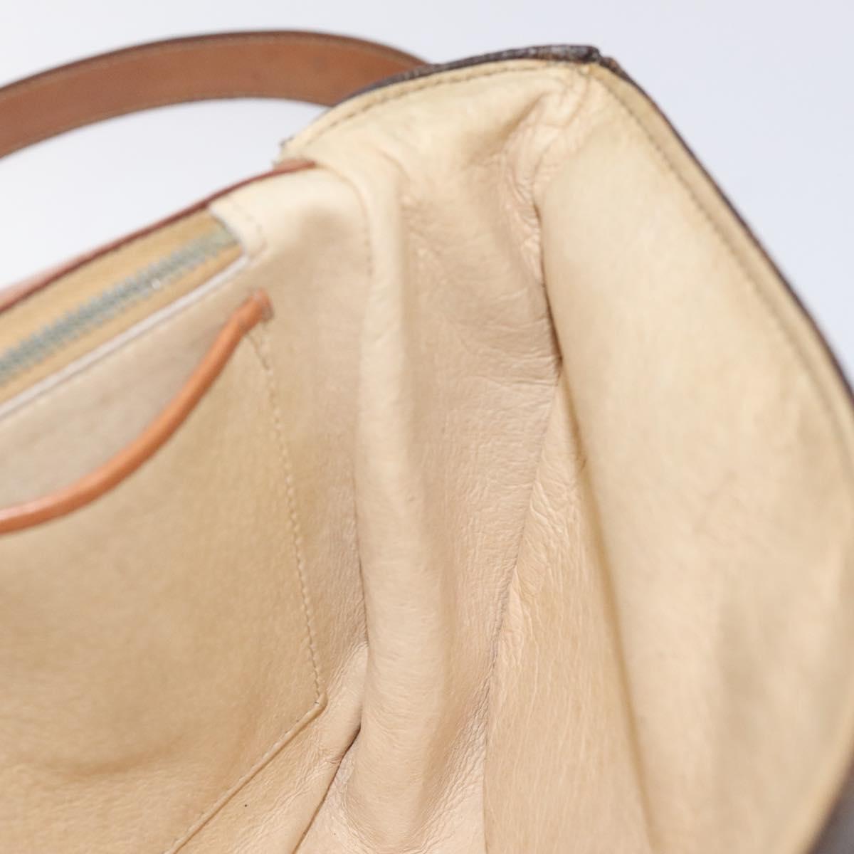 CELINE Macadam Canvas Shoulder Bag PVC Leather Brown Gold Auth 128760