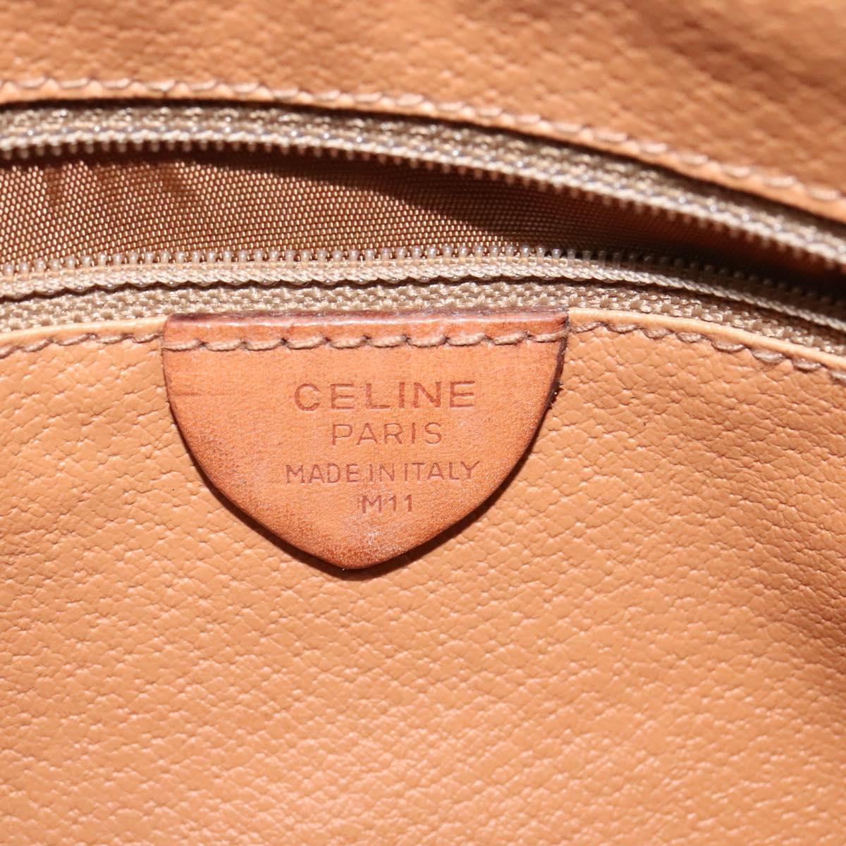 CELINE Macadam Canvas Shoulder Bag PVC Beige Gold Auth 128761