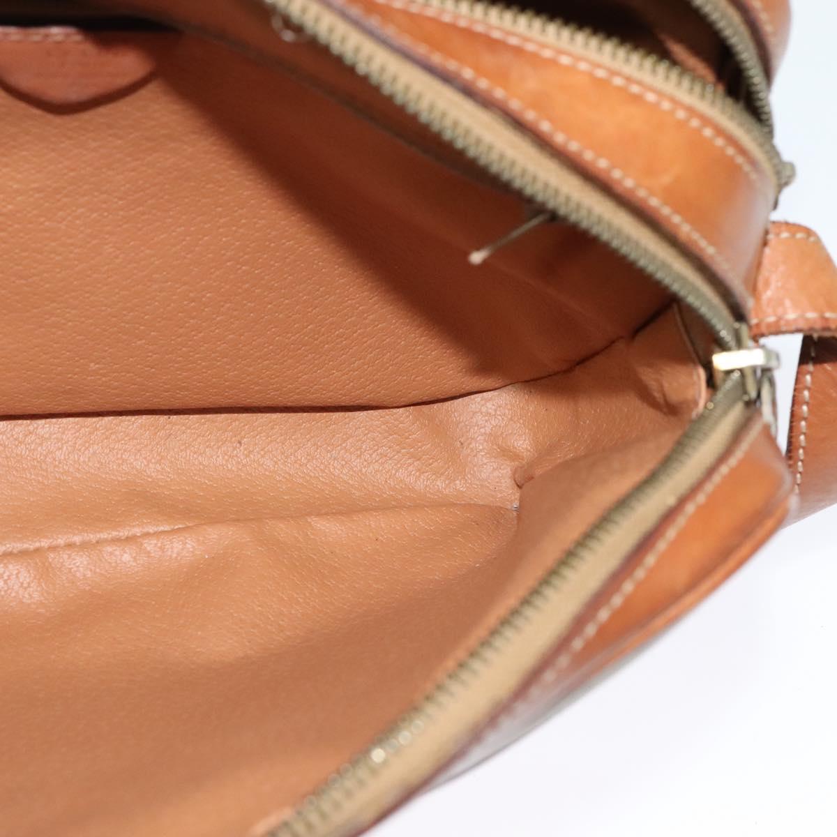 CELINE Macadam Canvas Shoulder Bag PVC Beige Gold Auth 128761