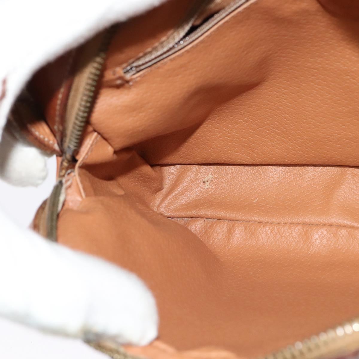 CELINE Macadam Canvas Shoulder Bag PVC Beige Gold Auth 128761