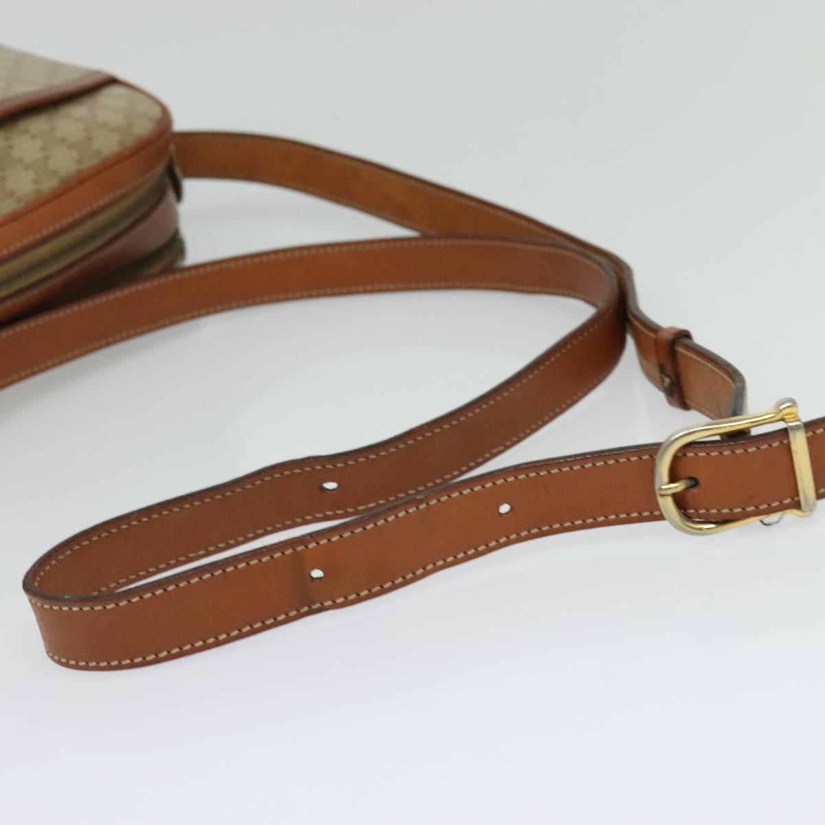 CELINE Macadam Canvas Shoulder Bag PVC Beige Gold Auth 128761