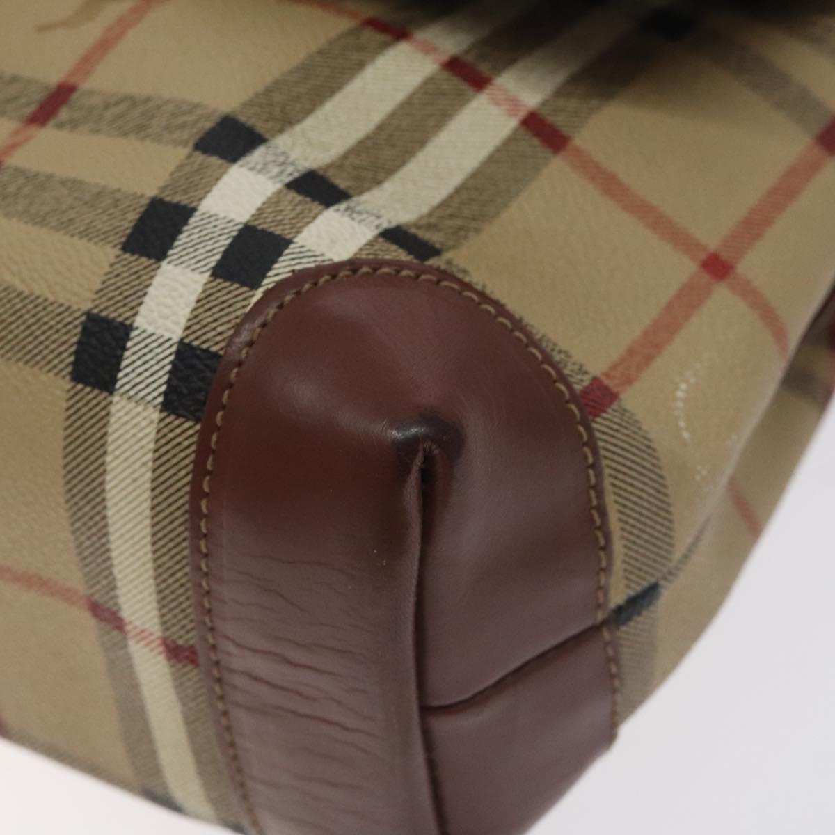 Burberrys Nova Check Shoulder Bag PVC Beige Gold Auth 128765