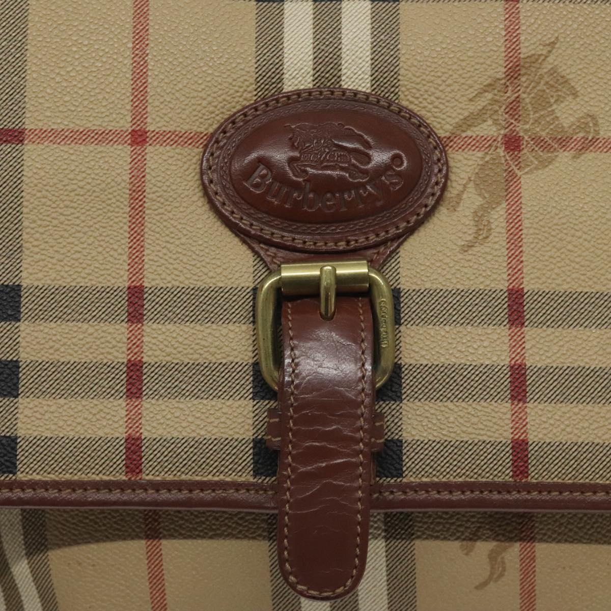 Burberrys Nova Check Shoulder Bag PVC Beige Gold Auth 128765