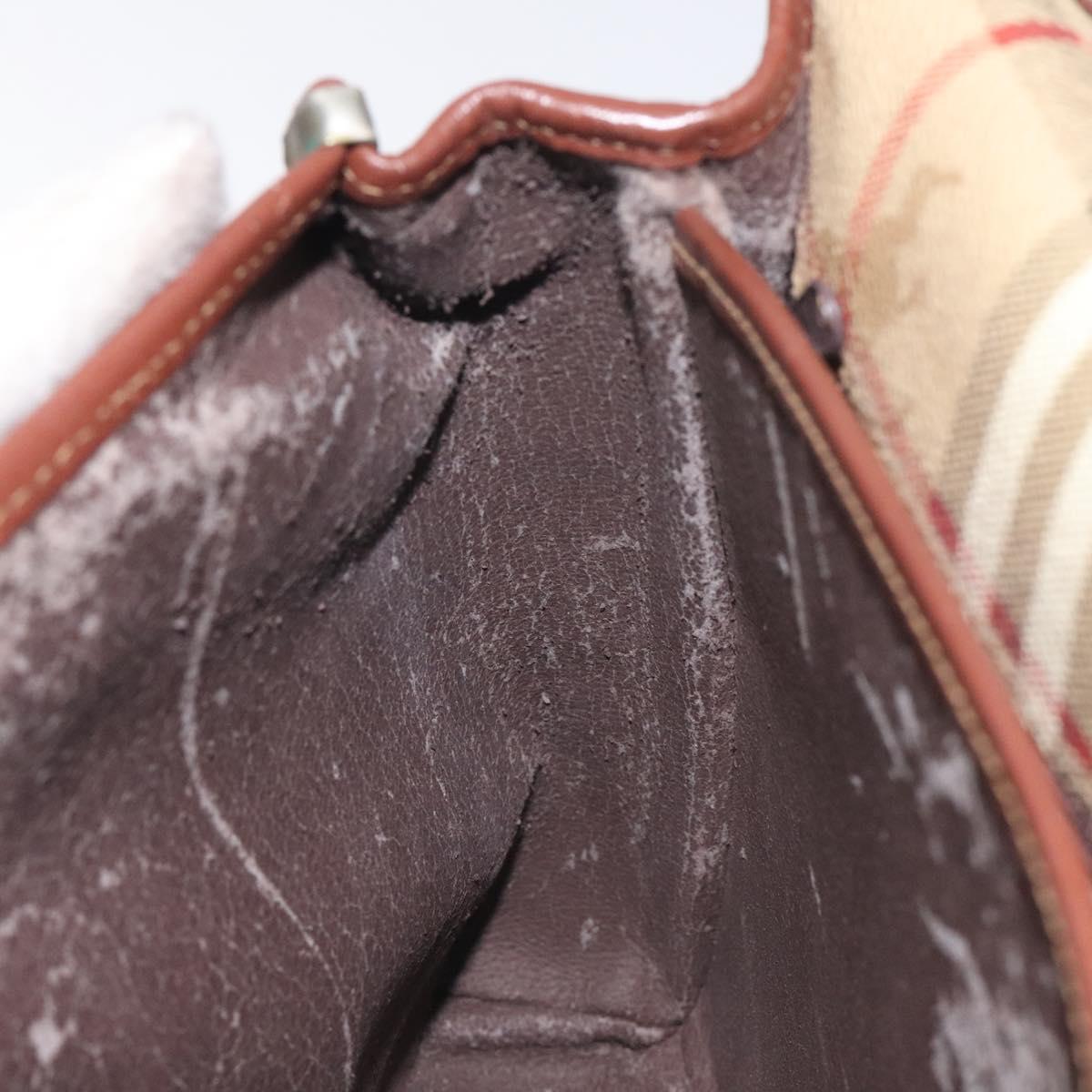 Burberrys Nova Check Shoulder Bag PVC Beige Gold Auth 128765