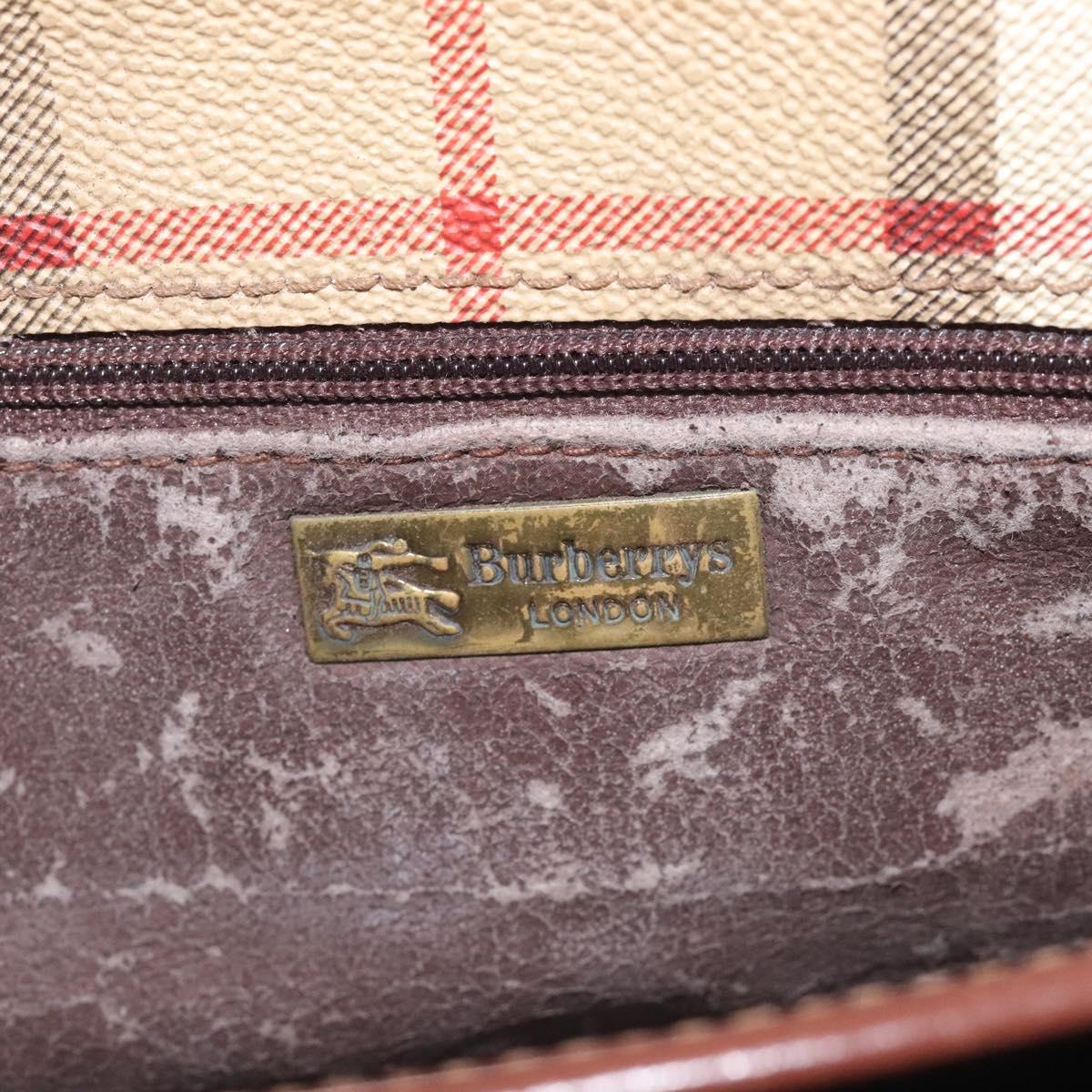 Burberrys Nova Check Shoulder Bag PVC Beige Gold Auth 128765