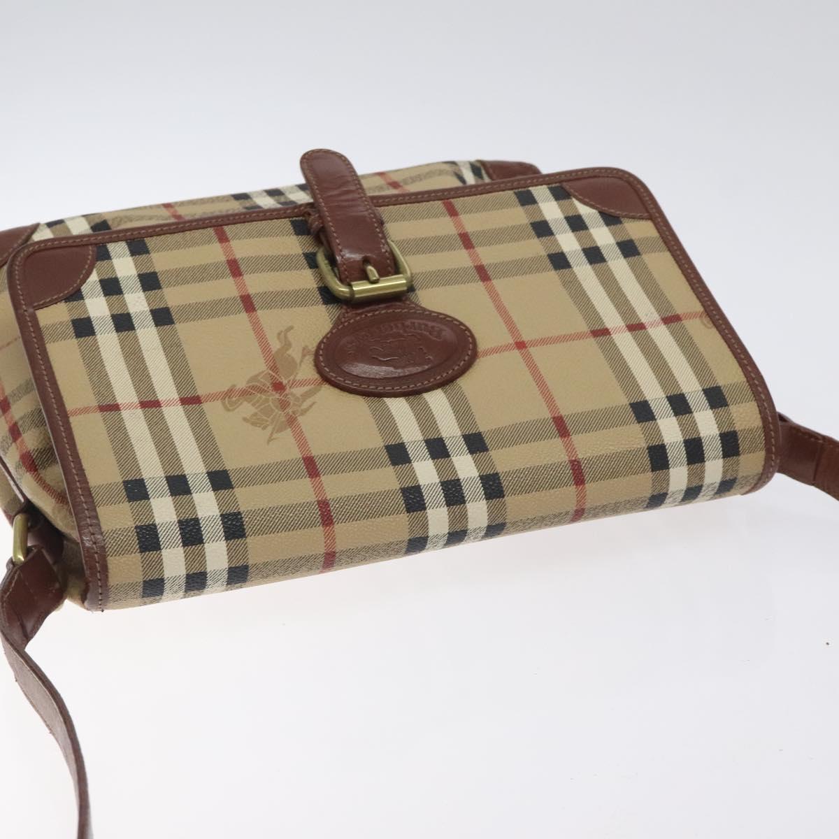 Burberrys Nova Check Shoulder Bag PVC Beige Gold Auth 128765