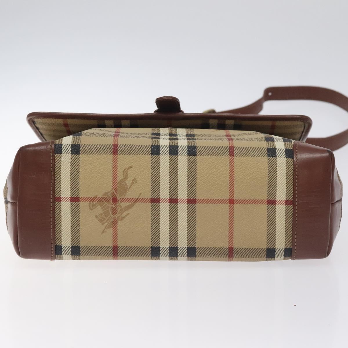 Burberrys Nova Check Shoulder Bag PVC Beige Gold Auth 128765