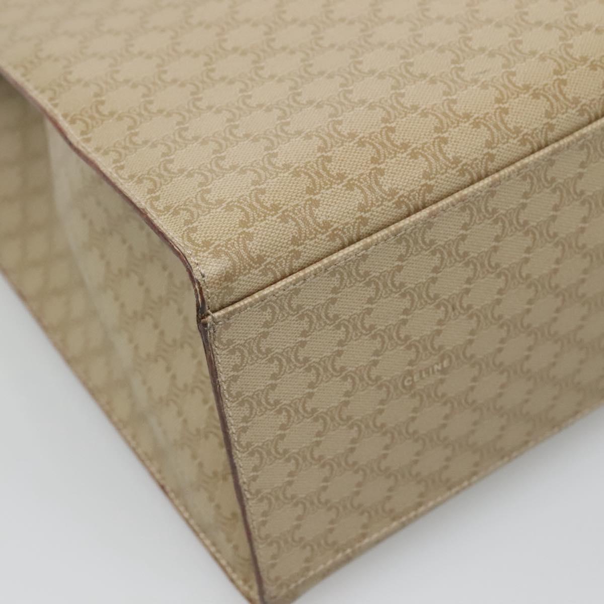 CELINE Macadam Canvas Tote Bag PVC Beige Gold Auth 128779