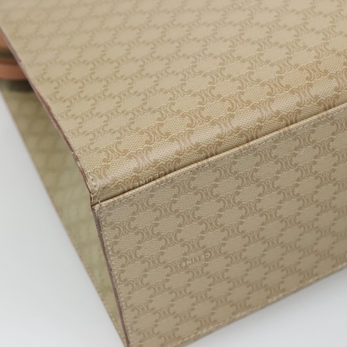 CELINE Macadam Canvas Tote Bag PVC Beige Gold Auth 128779