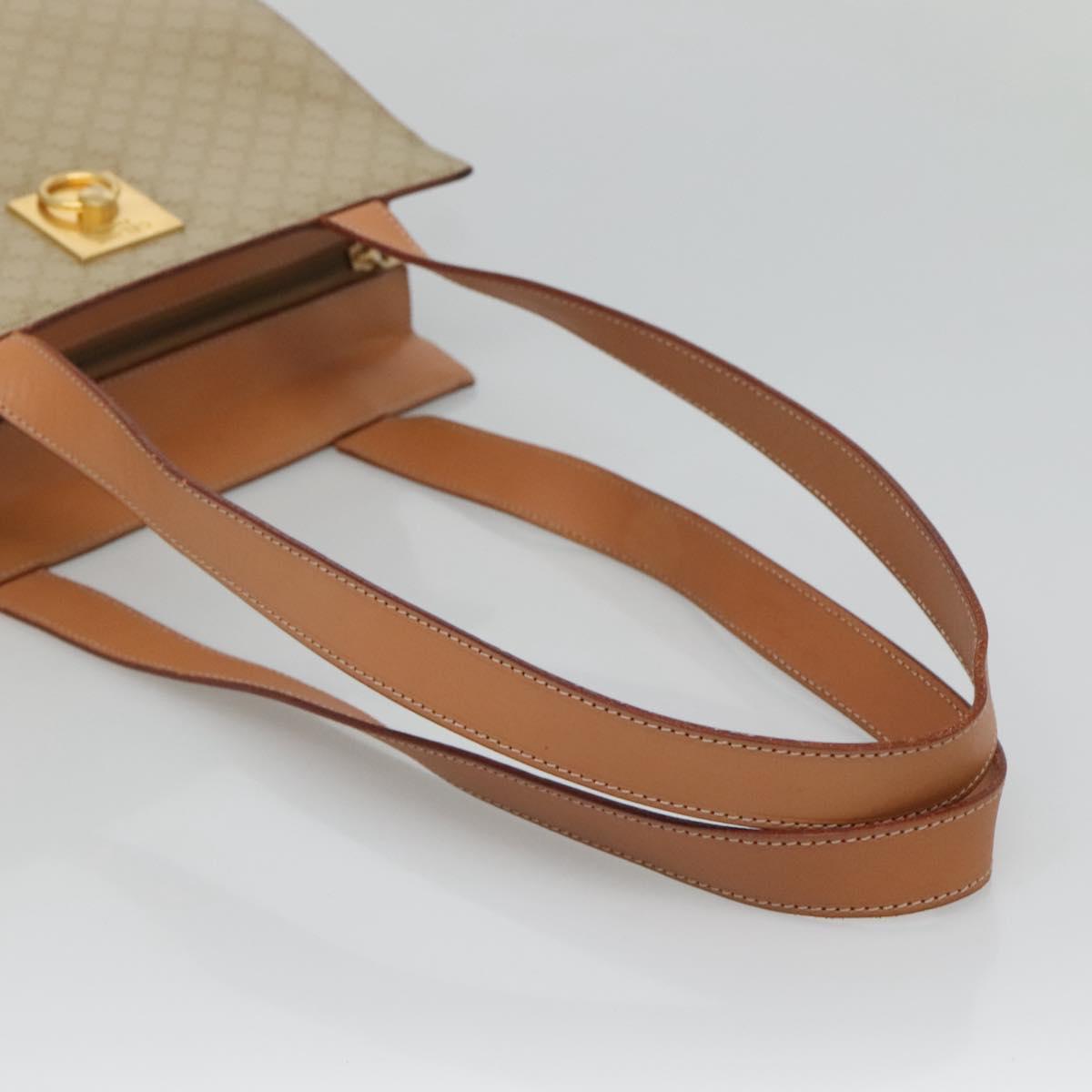 CELINE Macadam Canvas Tote Bag PVC Beige Gold Auth 128779