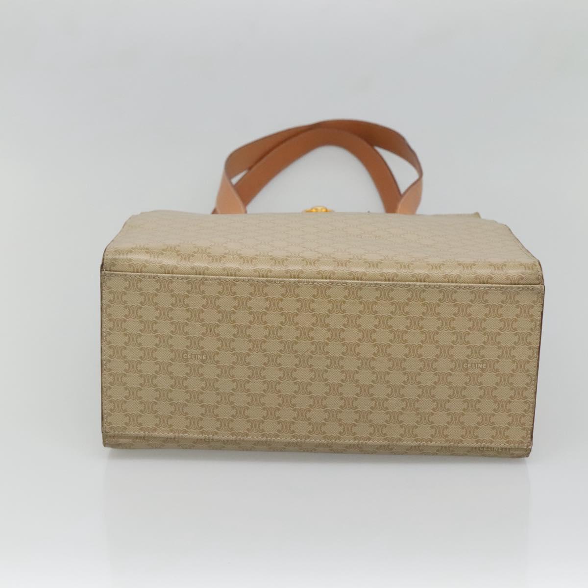 CELINE Macadam Canvas Tote Bag PVC Beige Gold Auth 128779