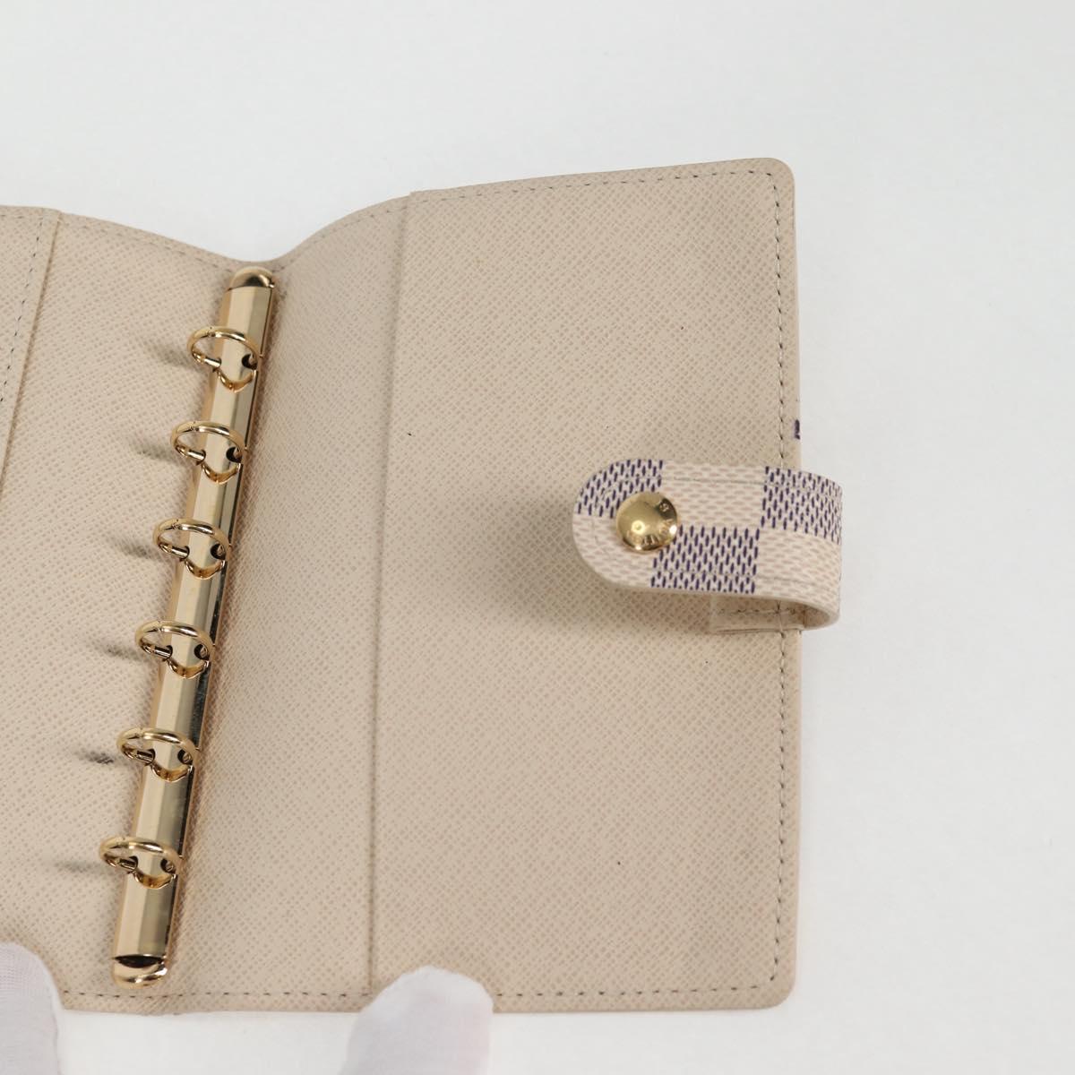 LOUIS VUITTON Damier Azur patch Agenda PM Day Planner Cover R20969 Auth 128794V