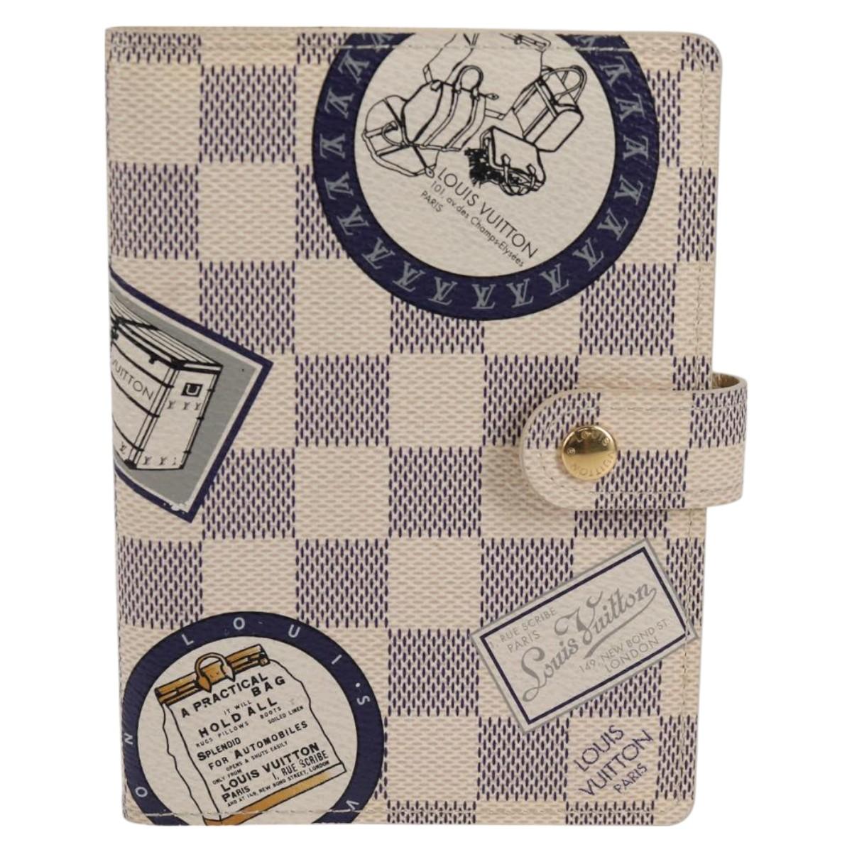 LOUIS VUITTON Damier Azur patch Agenda PM Day Planner Cover R20969 Auth 128794V